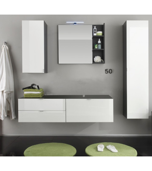 Mueble baño columna con estantes Deluxe alto 160 cm fondo 22 cm