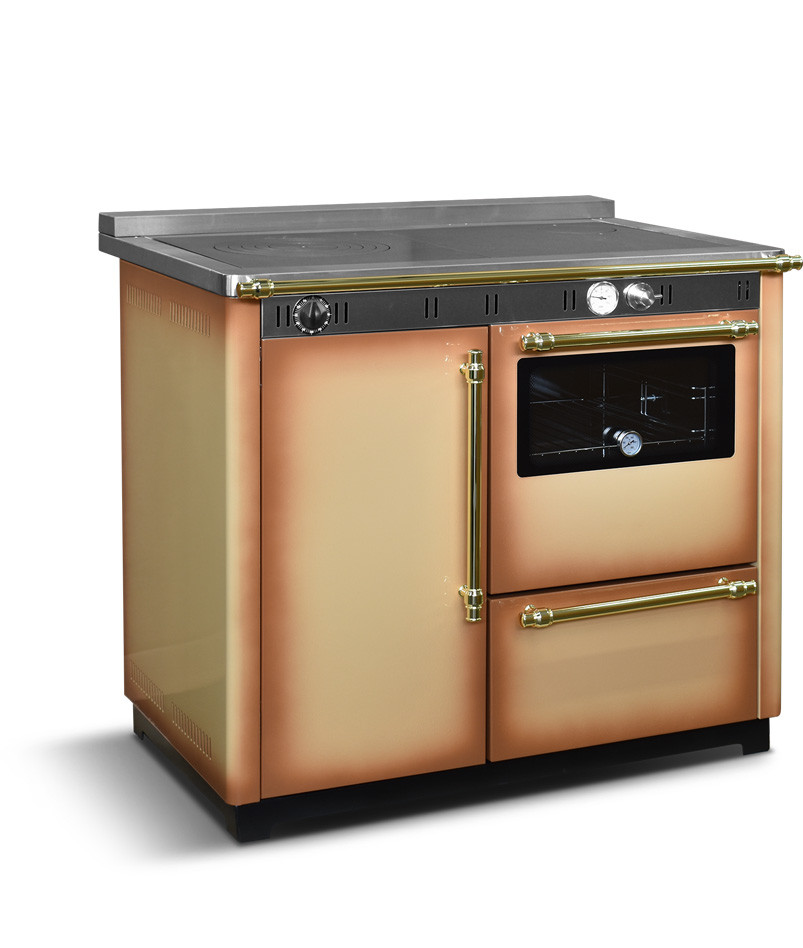 Cocina de leña con horno NUX 95 cm ocre