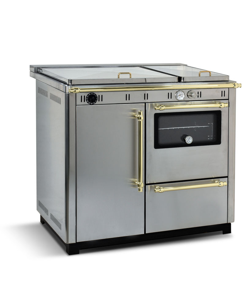 Cocina de leña con horno NUX 95 cm Inox