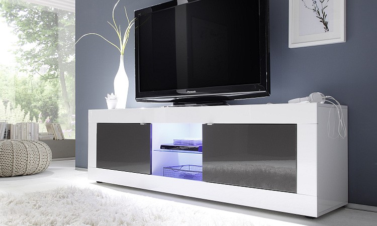 Meuble TV BASIC, 181 cm, blanc / anthracite
