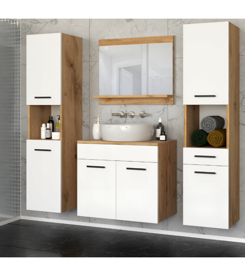 Meuble de Salle de Bain Paris Blanc - une vasque 60cm