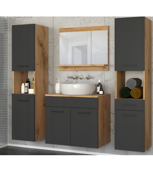 Meuble de Salle de Bain Paris Noir - une vasque 60cm