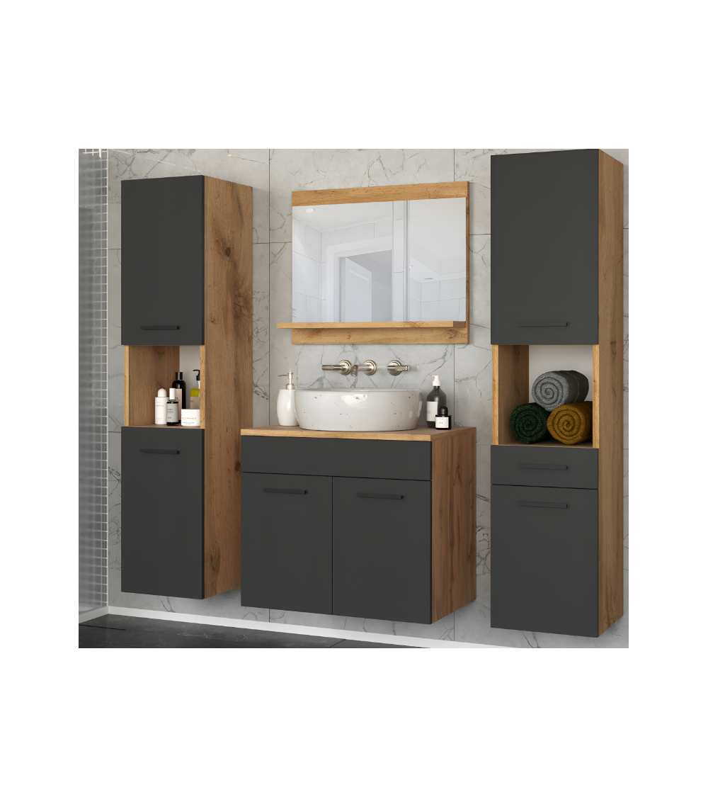 Meuble de Salle de Bain Paris Noir - une vasque 60cm
