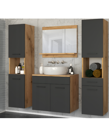 Meuble de Salle de Bain Paris Noir - une vasque 60cm