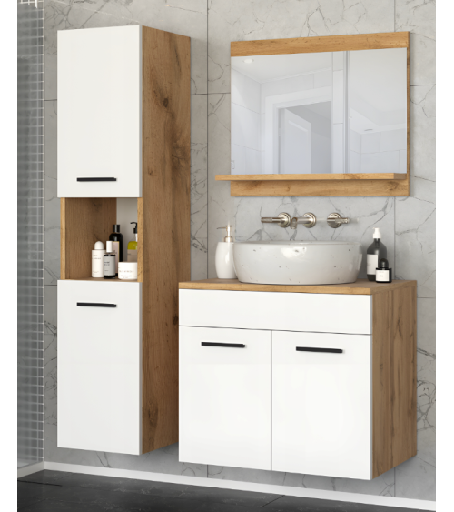 Meuble de Salle de Bain Paris Blanc- une vasque & une colonne 60cm