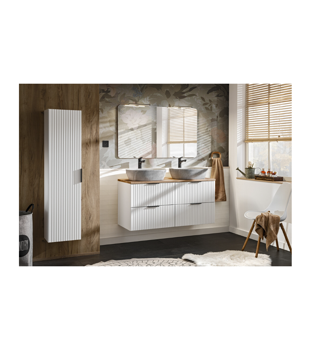 Ensemble de salle de bain Adel white - 2 vasques, 1 colonne