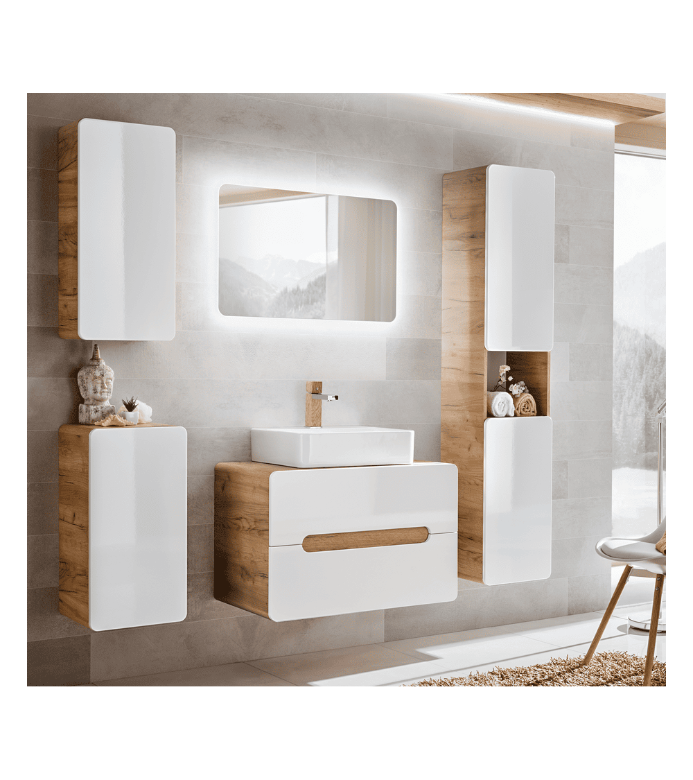 Ensemble de salle de bain Aruba White - 1 vasque, 1 colonne Ensemble de salle de bain Aruba White - 1 vasque, 1 colonne