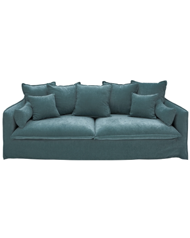 Canapé HEAVEN 200 cm en velours bleu canard