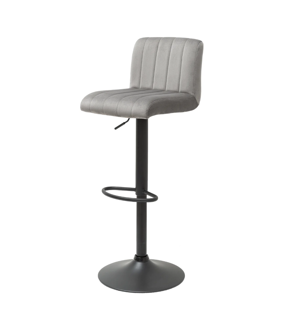 Taburete de bar PORTLAND de 88-109 cm en terciopelo gris Taburete de bar PORTLAND de 88-109 cm en terciopelo gris