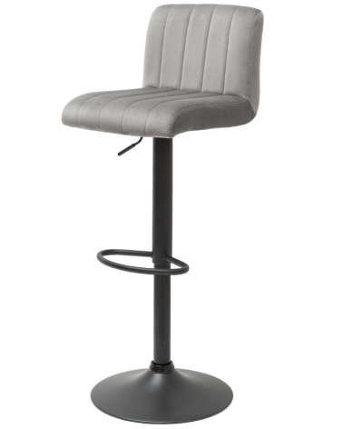 Taburete de bar PORTLAND de 88-109 cm en terciopelo gris