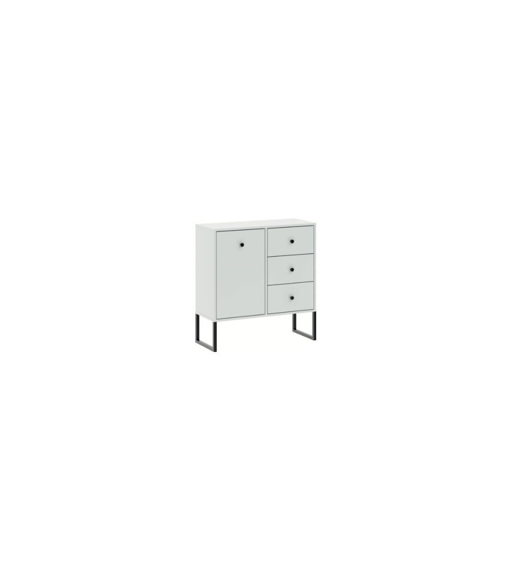 Buffet LINEA 3 tiroirs, 1 porte - blanc