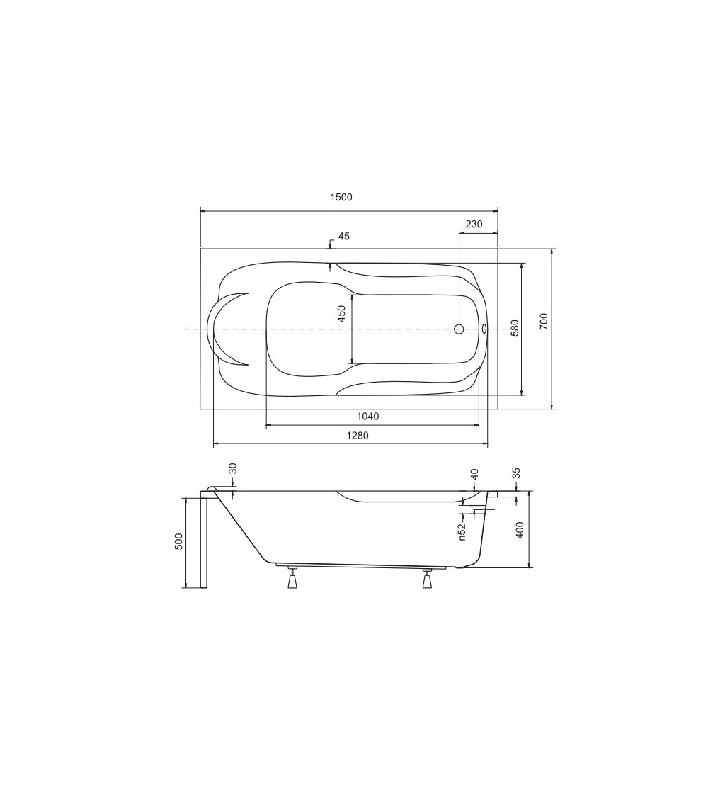 Baignoire BONA 150x70 cm Baignoire BONA 150x70 cm