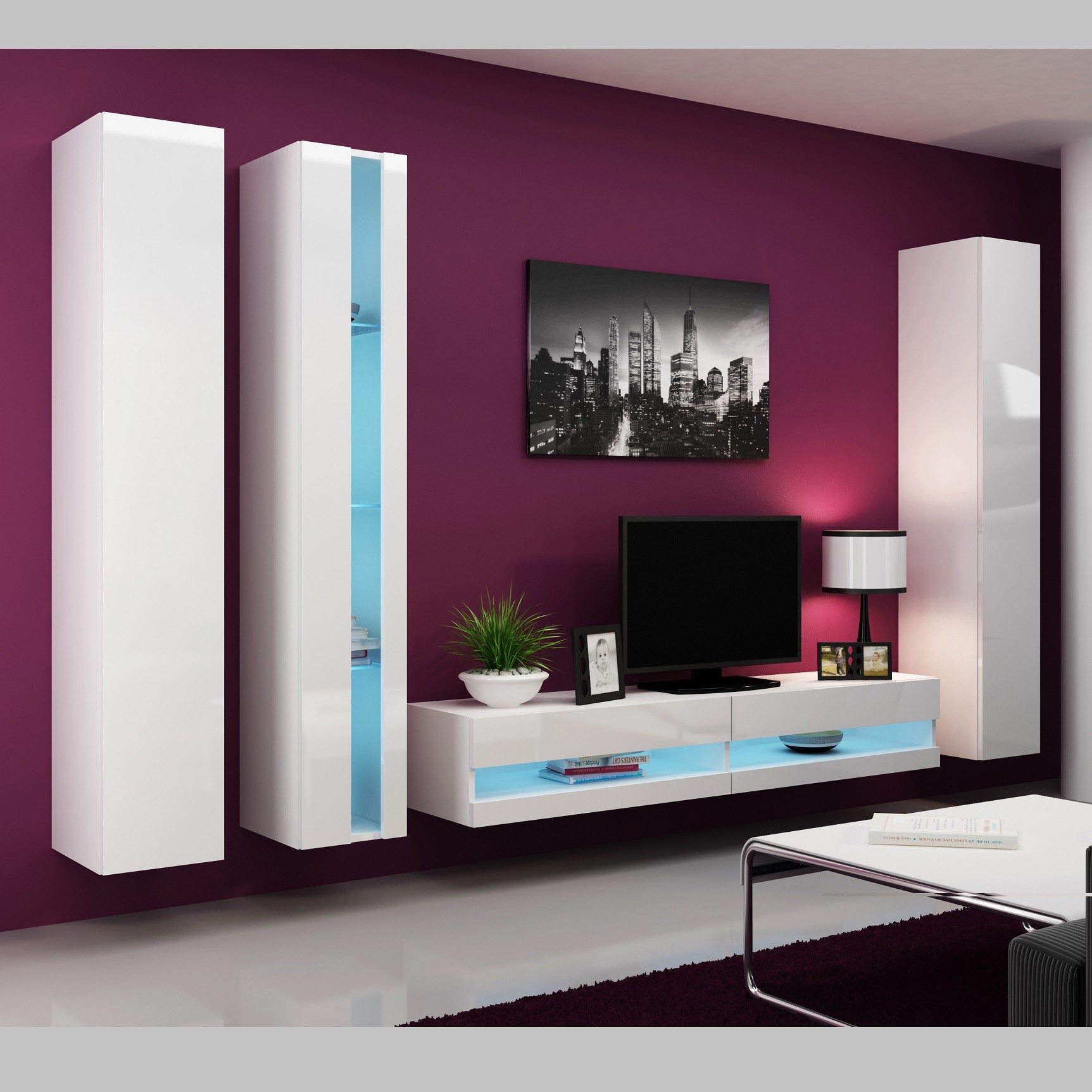 Conjunto mueble TV OSLO blanco 180 cm