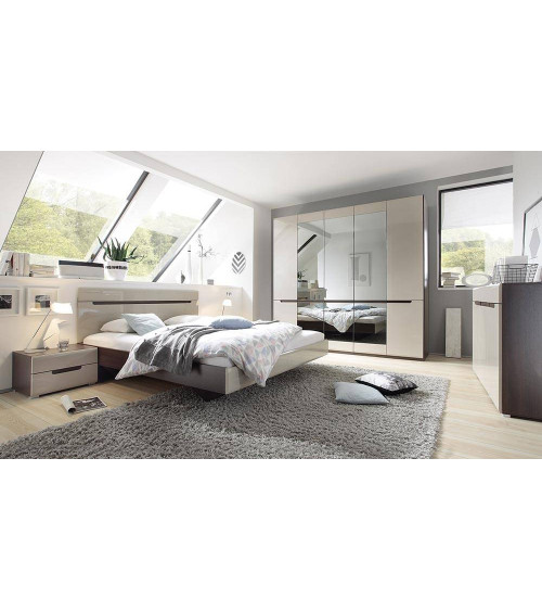 Chambre complète VERA blanc et chêne, chambre adulte complète