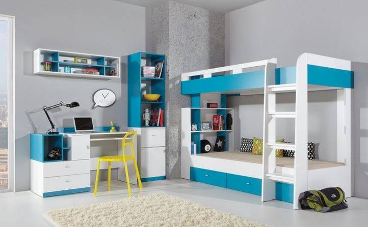 Lits superposes MOBI, bleu -lit superposé - décoration et design - chambre  d'enfant