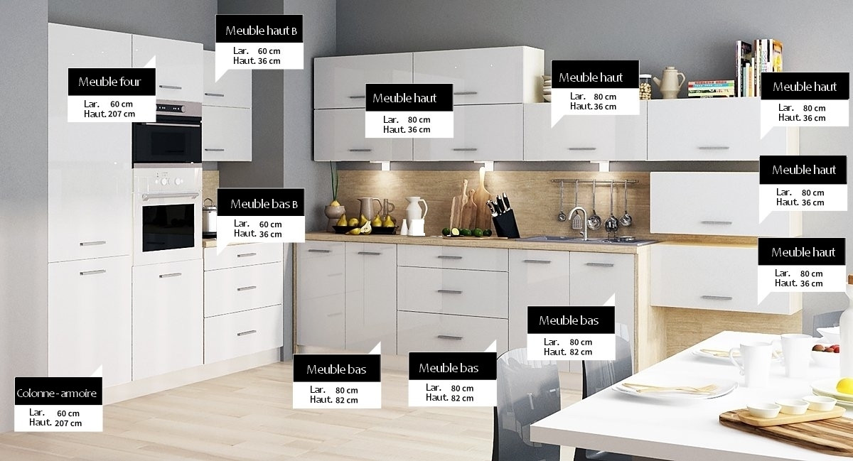 Cocina en kit topo 240 cm con 2 módulos altos + 4 módulos bajos