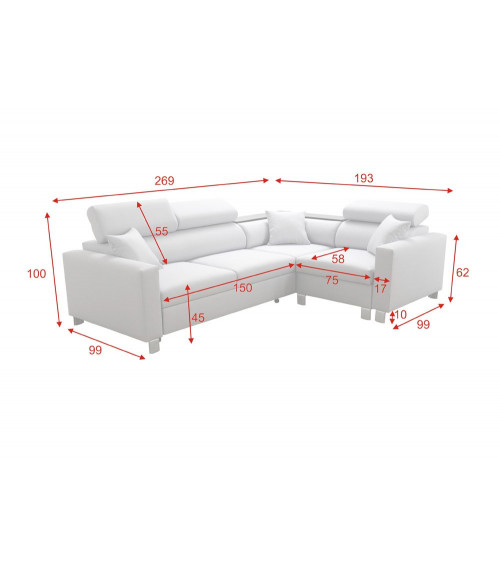 Canapé d'angle loretto 269 x 193cm