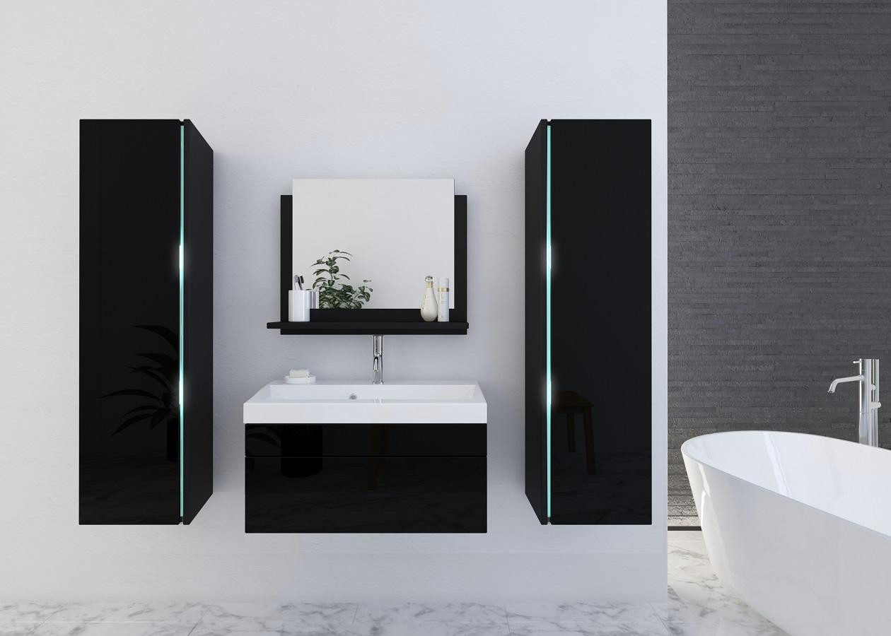 Accessoires de salle de bains céramique noire - Set de 5