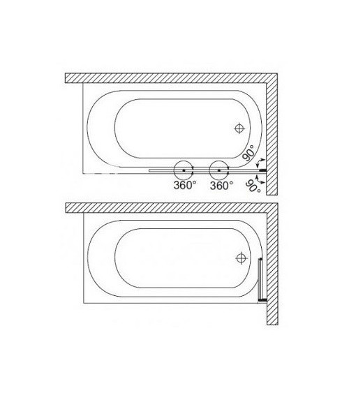 Baignoire asymétrique Lordy 150 cm avec Pare baignoire angle Gauche