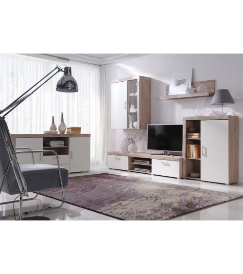 Ensemble Salon Ghazy chêne et blanc