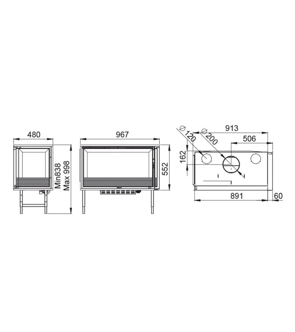 Insert cheminée à bois Holguin avec turbine 17,5 kW 2 vitres droite Insert cheminée à bois Holguin avec turbine 17,5 kW 2 vitres droite