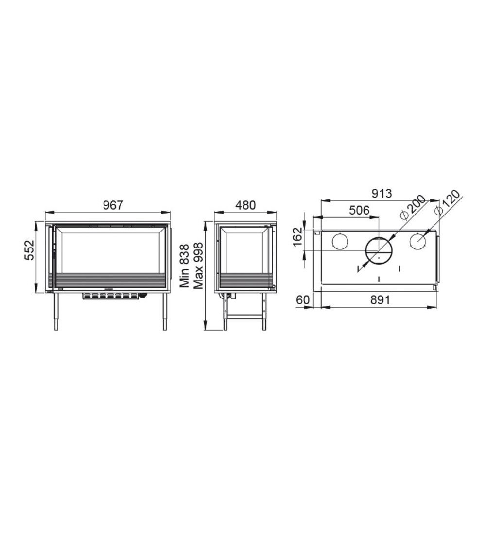 Insert cheminée à bois Holguin avec turbine 17,5 kW 2 vitres gauche Insert cheminée à bois Holguin avec turbine 17,5 kW 2 vitres gauche