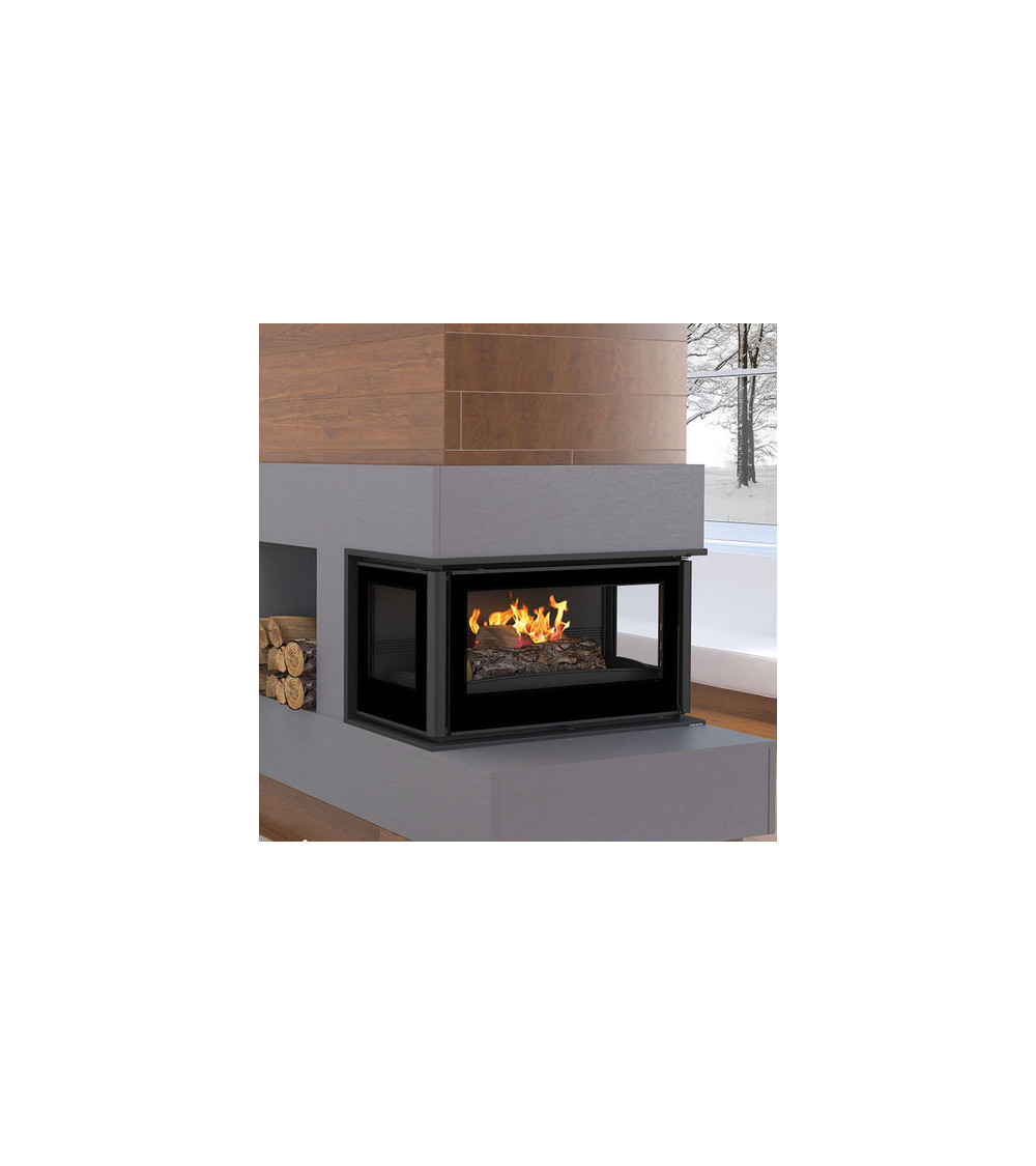 Insert cheminée à bois Holguin avec turbine 12 kW 3 côtés vitrées 11 kW