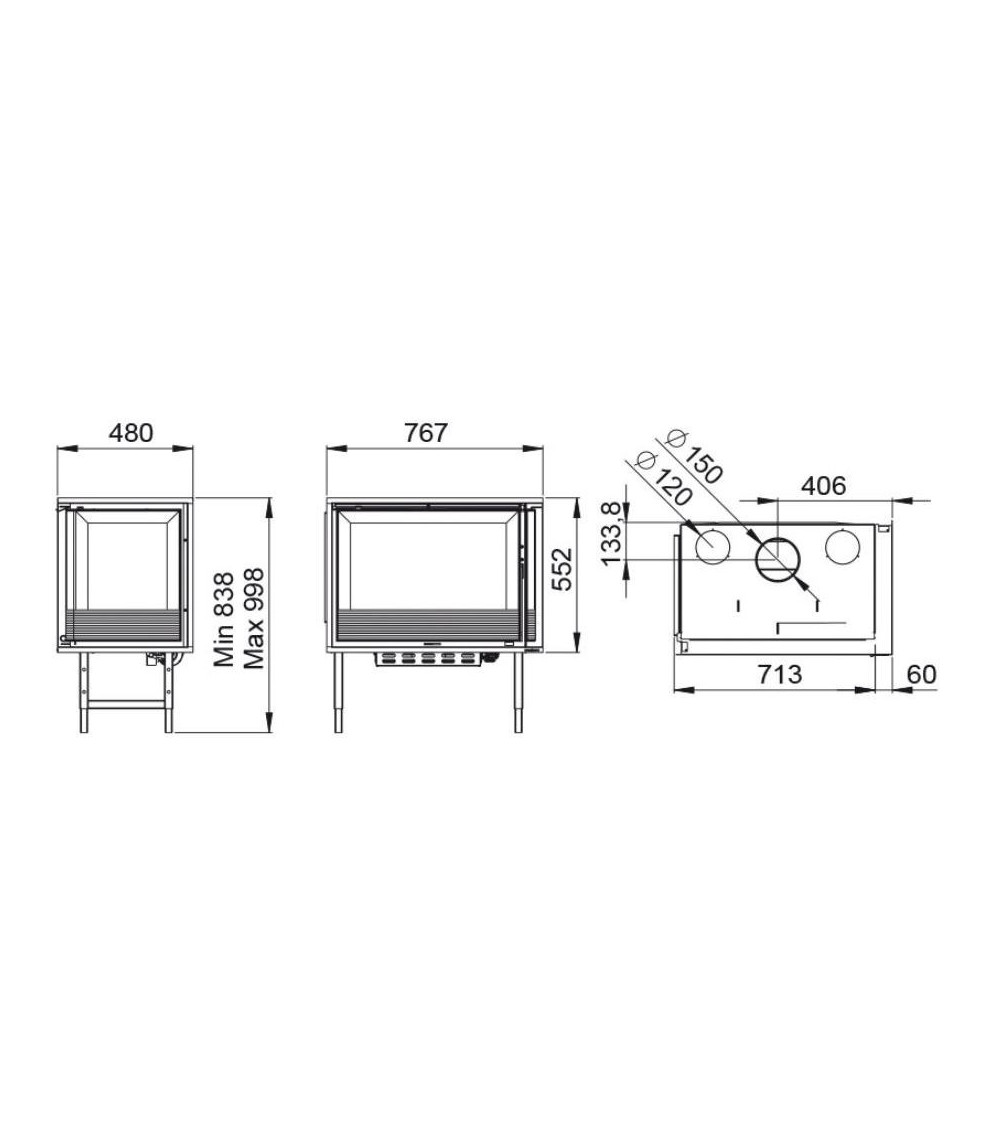 Insert cheminée à bois Holguin avec turbine 11,5 kW 2 vitres droite Insert cheminée à bois Holguin avec turbine 11,5 kW 2 vitres droite