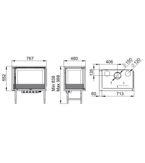 Insert cheminée à bois Holguin avec turbine 11,5 kW 2 vitres gauche