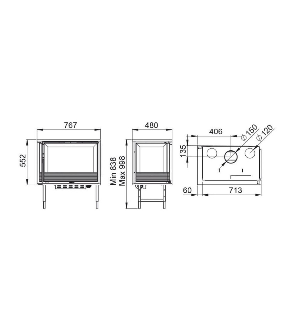 Insert cheminée à bois Holguin avec turbine 11,5 kW 2 vitres gauche