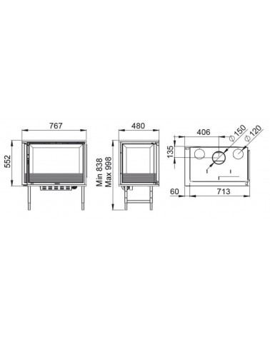 Insert cheminée à bois Holguin avec turbine 11,5 kW 2 vitres gauche