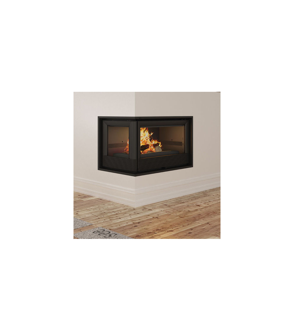 Insert cheminée à bois Holguin avec turbine 11,5 kW 2 vitres gauche