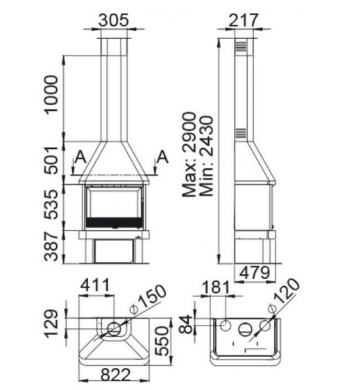 Poêle à bois ANACO avec turbine 11 kW