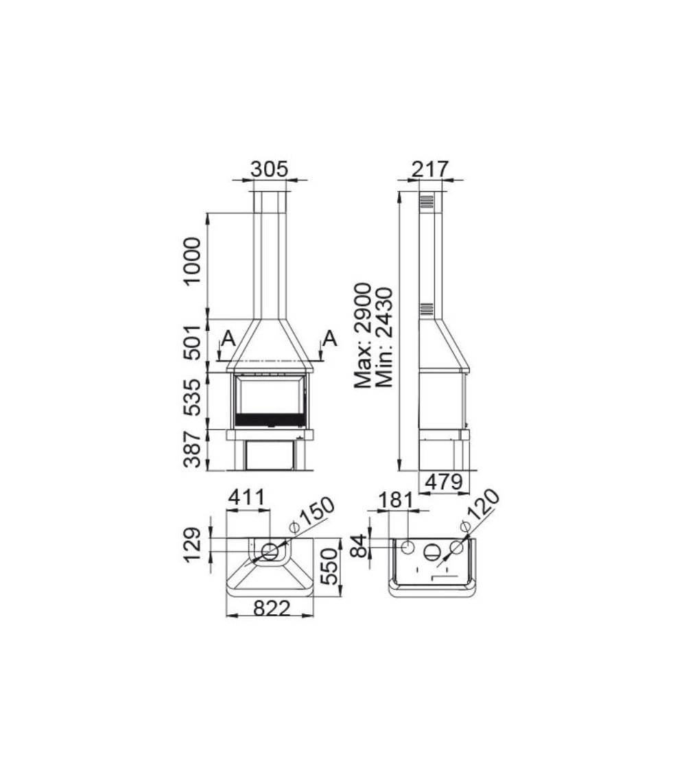 Poêle à bois ANACO avec turbine 11 kW