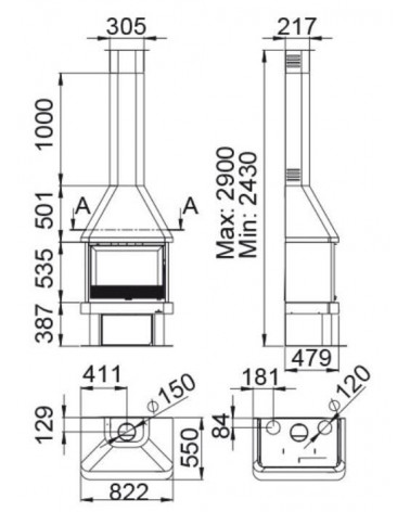 Poêle à bois ANACO avec turbine 11 kW