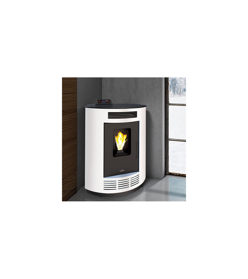 Poêle à pellet/granulés d'angle ESTE 9 kW blanc fabrication européenne ...