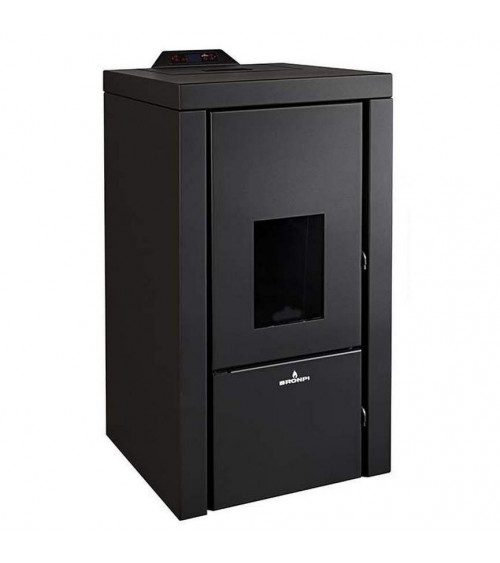 Thermo-poêle poly combustible QUESNEL - pellets et noyau d'olive - 21 kW noir 