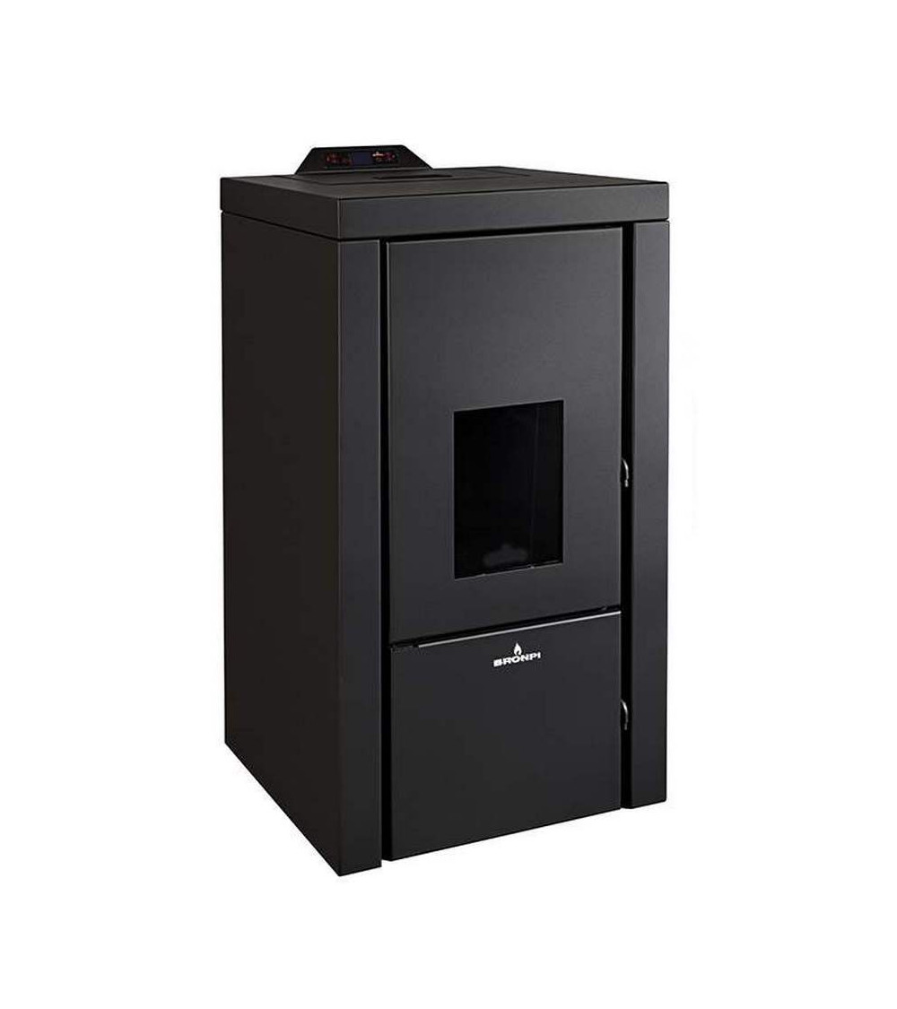 Thermo-poêle poly combustible QUESNEL - pellets et noyau d'olive - 21 kW noir 
