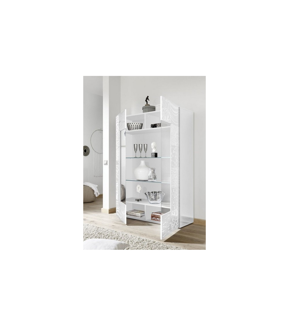 Vitrine 2 portes vitrées MIREL blanc