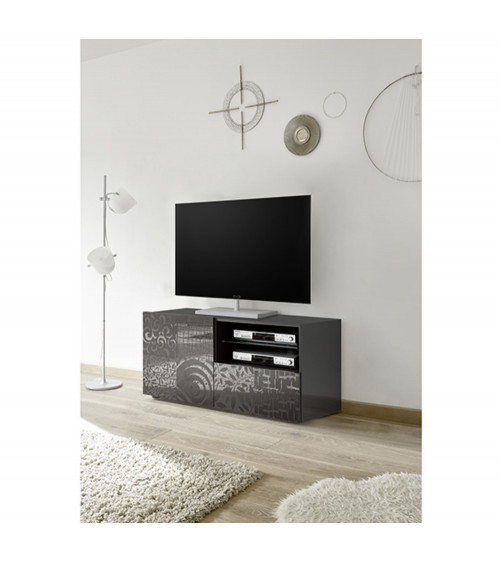 Meuble TV MIREL noir 1 porte, 1 tiroir