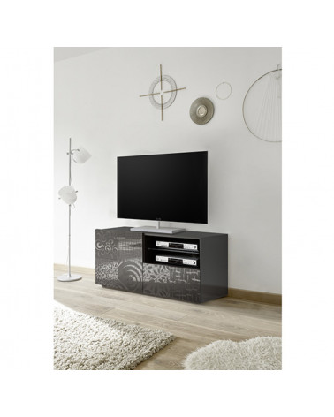 Meuble TV MIREL noir 1 porte, 1 tiroir