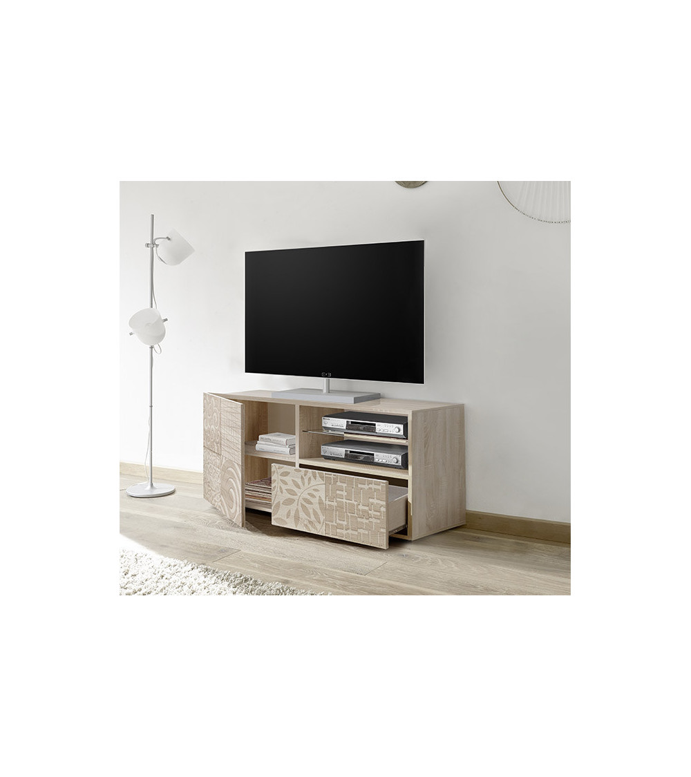 Meuble TV MIREL chêne 1 porte, 1 tiroir