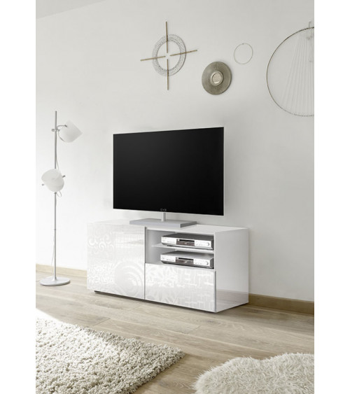 Meuble TV MIREL Blanc 1 porte, 1 tiroir