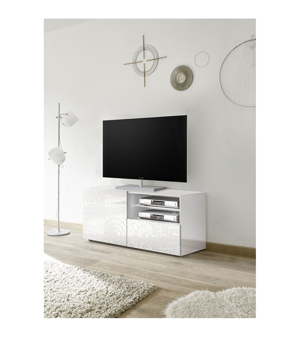 Meuble TV MIREL Blanc 1 porte, 1 tiroir Meuble TV MIREL Blanc 1 porte, 1 tiroir
