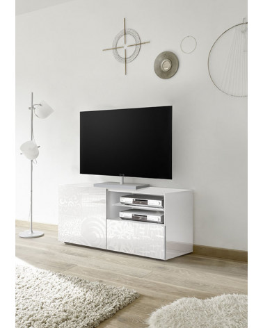 Meuble TV MIREL Blanc 1 porte, 1 tiroir