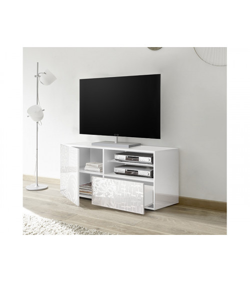 Meuble TV MIREL Blanc 1 porte, 1 tiroir