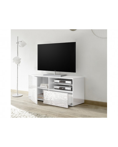 Meuble TV MIREL Blanc 1 porte, 1 tiroir