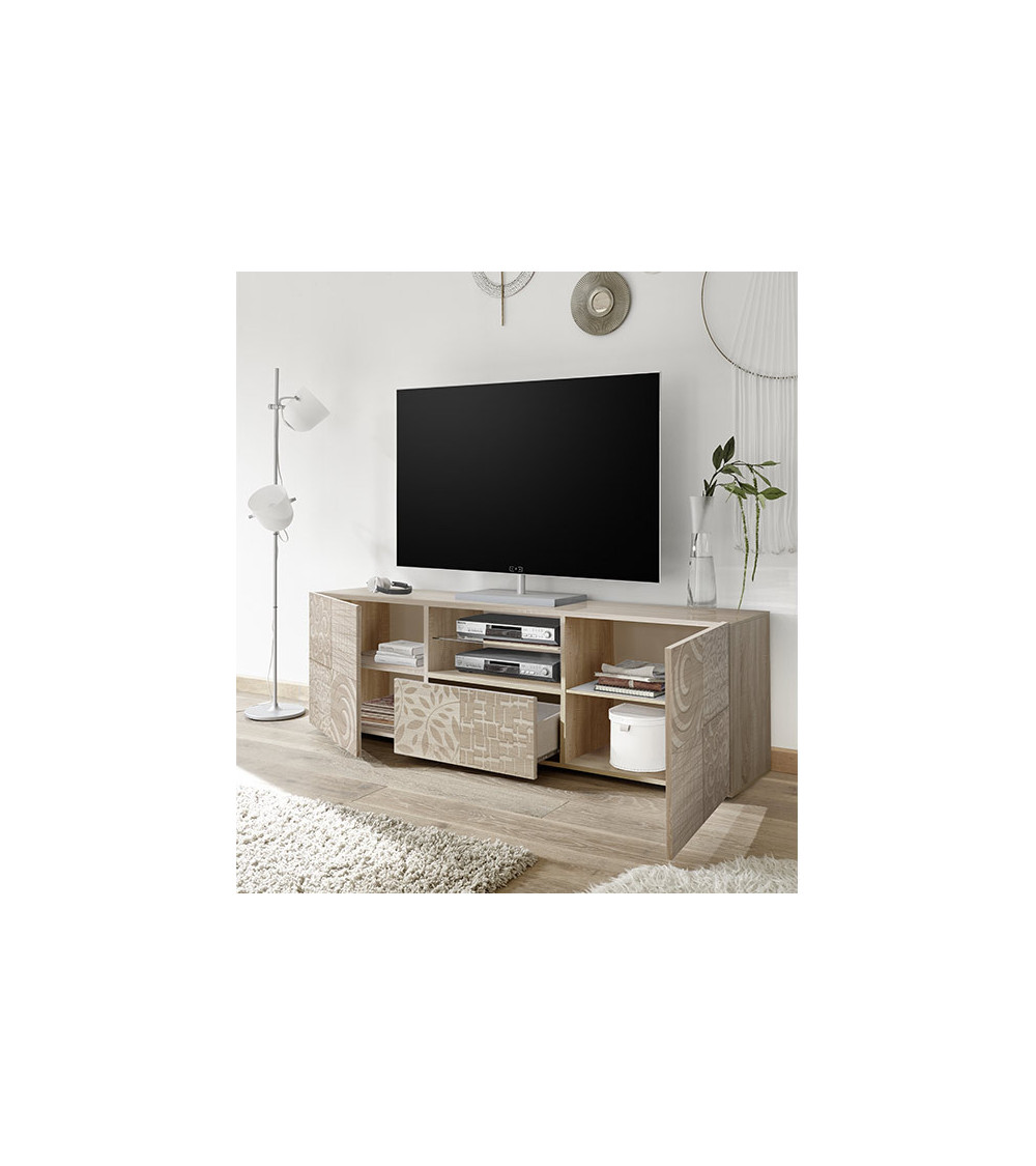 Meuble TV MIREL chêne 2 portes 1 tiroir Meuble TV MIREL chêne 2 portes 1 tiroir