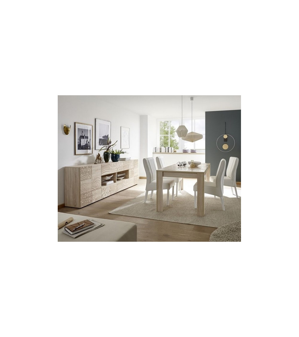 Buffet MIREL chêne 2 portes 4 tiroirs