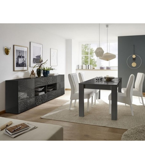 Buffet MIREL noir 2 portes 4 tiroirs